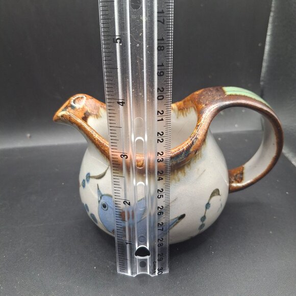 Vintage Ken Edwards Mexican Pottery Creamer With Hand-Painted Bird Floral Design - Picture 6 of 7